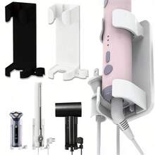 1 Giá đỡ máy uốn tóc không cần khoan lỗ - Giá để máy uốn tóc và máy sấy tóc không gây hư hại, Giá đựng dụng cụ bằng nhựa đa chức năng, Tiết kiệm không gian cho phòng tắm/phòng ngủ (Đen trắng) - Nhiều màu - Xem 1