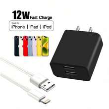 12W 新款 Macron 多彩双 USB 快速充电器，兼容 16 Pro Max/16 Pro/16 Plus/16、15 Pro Max/15 Pro/15 Plus/15、14/13/12/11/XS/XR/8/7/6 等设备，适用于家庭、办公室和旅行。 - 查看 4