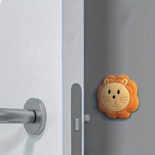 4-Piece Cute Lion-Shaped Silicone Door Stopper Pads - Shock-Absorbing, Noise-Reducing, Easy To Install, Suitable For Walls, Glass, Tiles, And Metal - Orange And Yellow Design, Home Protection, Quiet Door Experience, Wall Protection Device| Cheerful Design| Shock-Absorbing Pad, Door Handle Bumper - 4 Little Lions - View 7