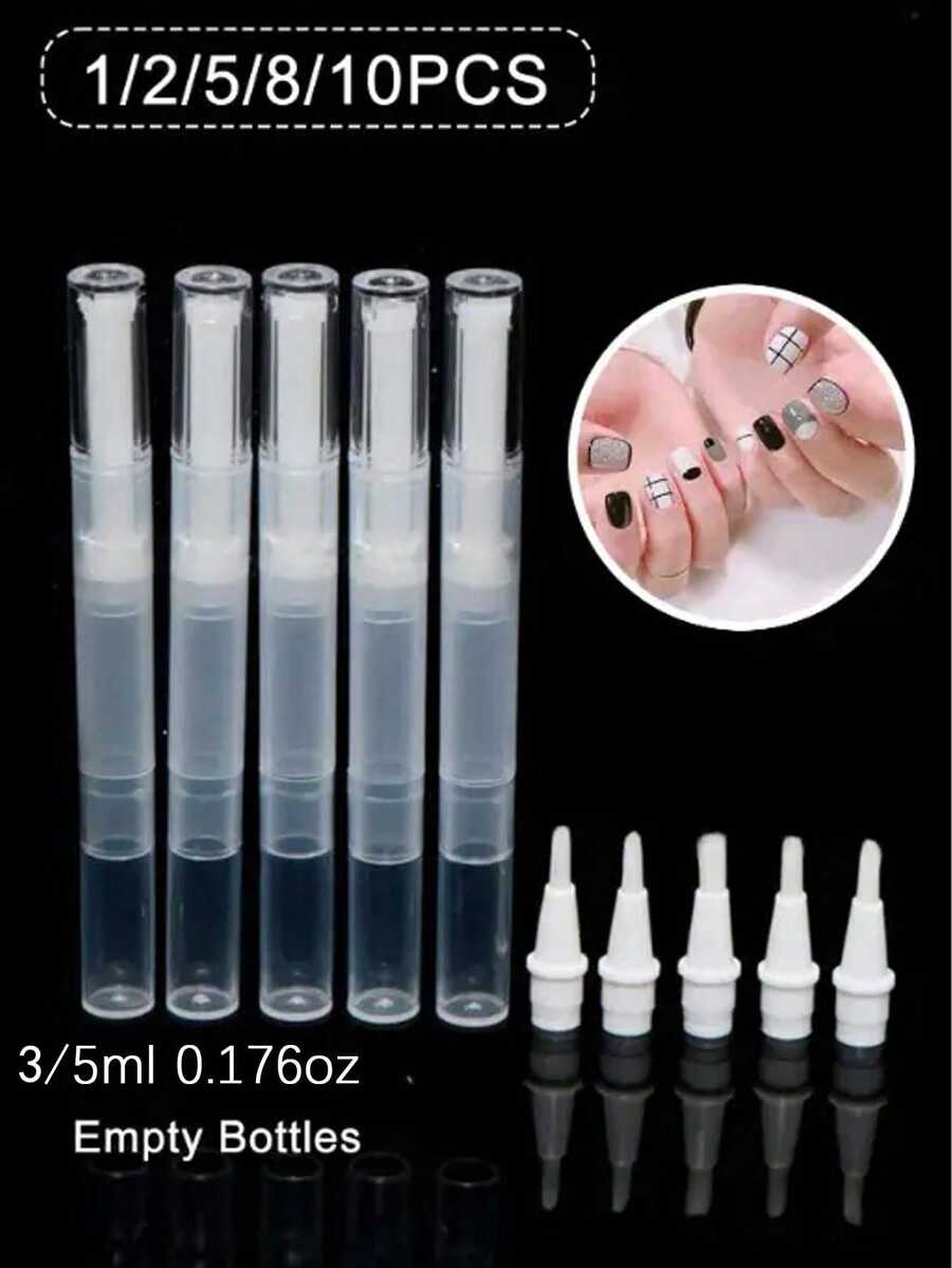Bút sơn móng tay có thể nạp lại 3/5ml | Bút thoa son bóng | Ống đựng serum dưỡng mi | Bút dưỡng móng | Bình đựng tinh dầu | Dụng cụ trang điểm cầm tay, thích hợp cho làm đẹp tại nhà, salon, chăm sóc cá nhân và các hoạt động thẩm mỹ khác. - Trong sáng - Xem 1