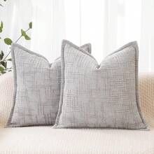 45x45cm Soft Faux Cashmere Pillow Cover, Decorative Solid Color Cushion Cover For Living Room, Bedroom, Sofa, Chair - Light Grey - View 11