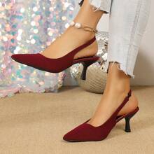 Giày cao gót nữ, giày công sở thời trang đa năng, sandal mùa hè kiểu Pháp sọc nâu đỏ. - Gỗ đỏ - Xem 11