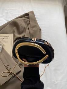 Bolso de hombro cruzado personalizado con acento de metal para mujer, 2025 Nuevo - Negro - Ver 4