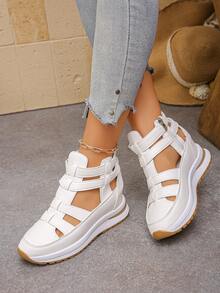 1 Pair Summer New Arrival Side Zipper Comfortable Soft Bottom Lightweight Fashionable High-Top Platform Wedge Sandals For Women,Beach Shoes - White - View 3