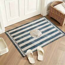 1pc Blue Striped Seashell Creative Gift Doormat, Small Rug, Welcome Mat, Carpet, Floor Mat, Outdoor Doormat, Kitchen Rug, Home Decor, Front Door Mat, Area Small Rug, Outdoor Mat, Home Decor, Area Rug, Garden Rug, Washable Carpet - Multicolor - View 4