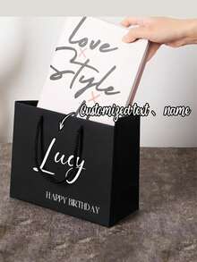 Customizable Gift Bags With Text And Names, Reusable Small To Medium Size Paper Bags, Suitable For Birthday Parties, Weddings, Parties, Fashionable Personalized Unique, Applicable For Anniversary, Birthday, Daily Wear, Wedding, Graduation, Prom, Party, School Supplies, Back To School, Office, School, Classroom, Teacher Gifts, College, Coworkers, Dorm, Teachers - Multicolor - View 3