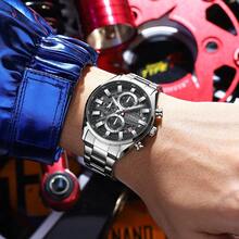 Đồng hồ nam CURREN thời trang, máy quartz, chronograph, chống nước, dây đeo thép không gỉ, dạ quang, tự động hiển thị ngày, dành cho nam giới. - Nhiều màu - Xem 8