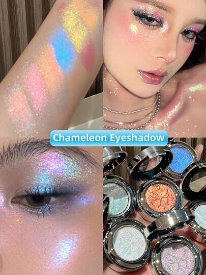 Paleta de sombras de ojos camaleón - Sólido, Brillo, Brillante, Iluminador, Bicolor, Arcoíris, Mate, Sombras de ojos resistentes al agua para uso diario, fiesta y vacaciones