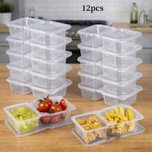 12pcs/24pcs Small 2-Compartment Plastic Food Storage Containers With Lids, 8oz Capacity, Suitable For Portion Control, Meal Prep, Lunch, Travel, Camping, Office - View 9