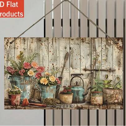 1pc Square Wooden Floral Themed Decorative Wall Art Plaque, Multiple Styles Available, Vintage Rustic Handcraft Decor, Elegant Home Accents, Aesthetic Wall Decor, Suitable For Garden, Patio, Living Room, Bedroom, Outdoor Fence, Holiday Party Decoration, Ideal Gift For Family And Friends, Flat Design