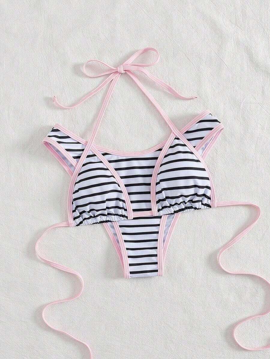 Women's Sexy Stylish Black & White 2-Piece Bikini Set, Summer Beach Swimwear For Vacation - 彩色 - 查看 1