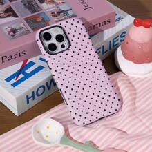 1 ốp lưng điện thoại chấm bi hồng pastel và đen | Phong cách retro | Tương thích với iPhone 17/17 Air/17 PRO/17 PRO MAX/16/7/8/11/12/13/14/15/X/XR/Xs/Plus/Pro/Pro Max/SE2 và Galaxy S23 Ultra/S24 FE/S25 Edge/S26 Plus - Nhiều màu - Xem 2