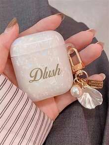 [Customized] Personalized Customized Letters Engraving Name Simplicity Pearl Pendant Shell Pattern Earphone Case Compatible With AirPods 1/2 3 4 Pro 2 Protective Case - Multicolor - View 4