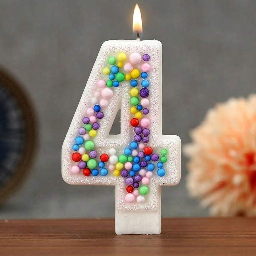 1 pièce Bougies d'anniversaire, bougies de gâteau macaron 0-9 avec paillettes, décoration de gâteau pour mariage, anniversaire, fête d'anniversaire, cadeaux, remise des diplômes - nombre de bougies d'anniversaire - Voir 1