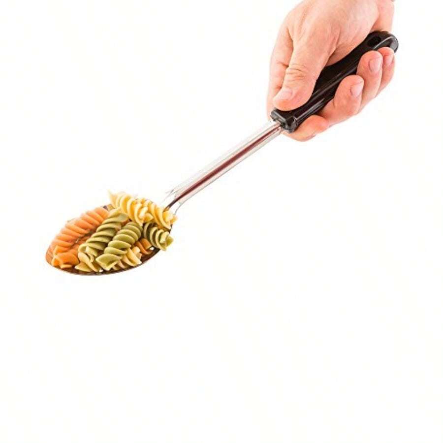 Restaurantware Perforated Buffet Spoon Stainless Steel with Black Plastic Handle 13" - Acero inoxidable - Ver 1