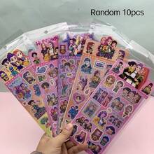 Set de 2/5/10 pegatinas de grupo de chicas de caza de brujas de K-pop, con patrones de múltiples personajes y estilos | Adecuado para scrapbooking, manualidades DIY, collage, artículos de fans, accesorios de dibujos animados (estilos aleatorios) - Rectángulo - Ver 10