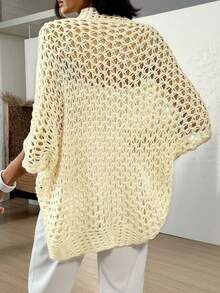 Áo khoác cardigan dệt kim tay cánh dơi khoét lỗ thời trang thường ngày dành cho nữ, thích hợp cho kỳ nghỉ xuân. - Màu vàng - Xem 4