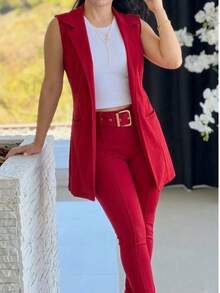 Women Suit Sets - Red - View 3