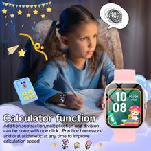 儿童智能手表，带益智游戏、IPS高清触摸屏、摄像头、视频拍摄、300mAh电池、音乐播放器、计步器、闹钟、手电筒，时尚儿童智能手表，适合6-13岁男孩女孩的礼物 - 查看 9