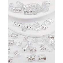 40pcs Metal Hair Clips Suitable For Braids Metal Dreadlock Beads Hair Clips Various Styles Braid Accessories Bohemian Hair Decorations Fit For Women And Girls Head Accessories Hairpin - 銀色 - 查看 4