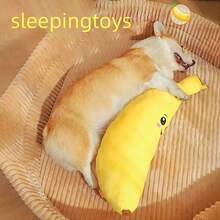 Đồ chơi gặm cho chó hình quả chuối mềm mại, phù hợp cho chó nhỏ, vừa và lớn, đồ chơi tương tác giúp mài răng, giảm lo lắng cho thú cưng, được làm từ chất liệu polyester mềm mại, không cần pin. - Màu vàng - Xem 3