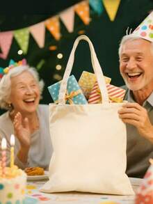 1/5/10/20个迷你/中号/大号可重复使用帆布手提袋，可折叠购物袋套装，空白袋可用于DIY手写、绘画、印章、热转印、刺绣装饰 - 米色 - 查看 10