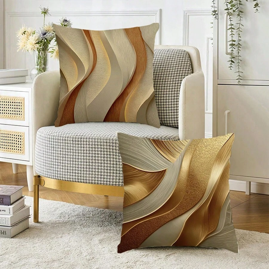 2pcs Minimalist Geometric Striped Pattern Printed Pillow Covers, Suitable For Various Room Cushions - Room Decor - Bedroom Decor - Holiday Decor - Party Decor - (Pillow Insert Not Included) - (No Embroidery) - (Multiple Sizes) - (Single-Sided Print) - 2pcs - View 1
