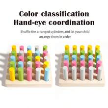 Juguete de clasificación de colores de madera Montessori, juguete de entrenamiento de habilidades motoras finas para niños, actividades del aula preescolar - Inserto cilíndrico - Ver 5