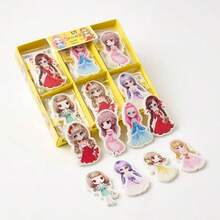 6个/10个随机小公主卡通人物造型橡皮擦，适合作为送给小女孩的文具礼物和学校文具用品。 - 多色 - 查看 8