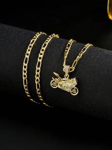 1 buah Kalung Liontin Motor yang Dipersonalisasi, Kalung Bikers Serbaguna, Hadiah Perhiasan Istimewa untuk Pacar - Yellow Gold - View 4