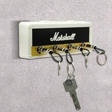 1 Set Wall Mounted Guitar Key Hanger Kit, Including 4 Guitar Plug Shape Keychains With 1 Wall Mount Rack, Unique Guitarist Gift For Music Lovers, Home Entryway Hallway Office Wall Key Organizer Holder - 白色鑰匙圈底座+四個插頭 - 查看 6