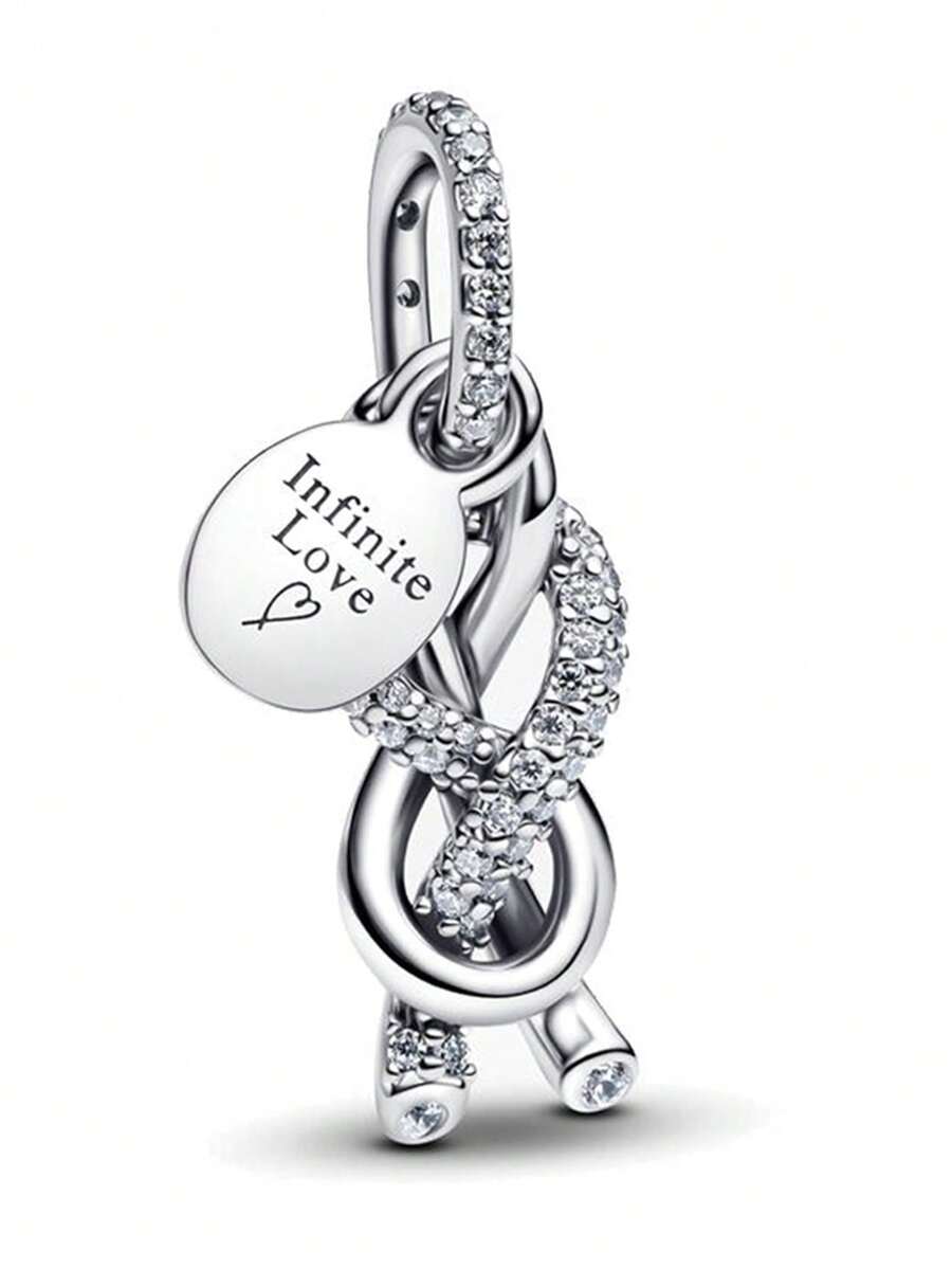 1 mặt dây chuyền hạt cườm hình vô cực sang trọng, ấm áp, lãng mạn, đa năng để tự làm vòng tay hoặc dây chuyền, quà tặng Ngày của Mẹ. - Bạc - Xem 1