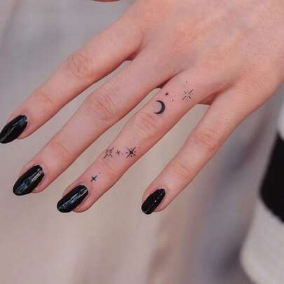 1 miếng dán hình xăm tạm thời thảo dược, giữ màu 7-14 ngày, thiết kế hình xăm trừu tượng tối giản cho ngón tay, hình xăm tạm thời chống thấm nước, thời trang, phù hợp cho mọi người.