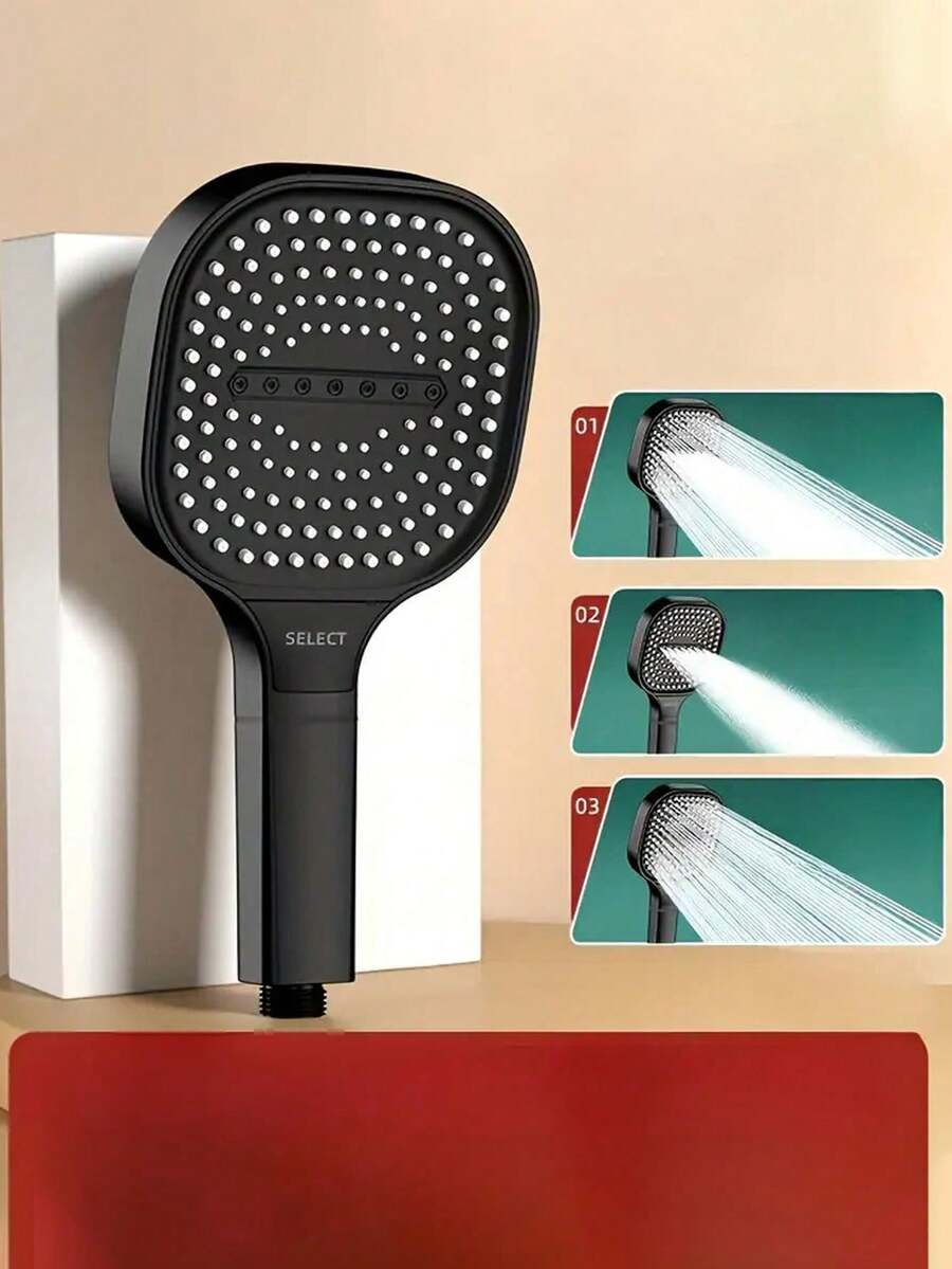 2pcs High Pressure SPA Massage Shower Head With Hose, Adjustable Bracket, 3 Spray Modes, 130mm Wide Panel, ABS Resin Wall-Mounted Polished With Filter, No Electricity Needed, Easy Installation Bathroom Accessory, Fashionable Design, Durable Structure