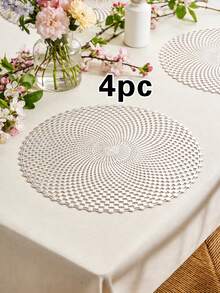 1/4/6pcs Minimalist Fashion Creative Polka Dot PVC Gold Foil Placemats, Minimalist Stylish Coasters, Coffee Machine Mats, Non-Slip Heat-Resistant Tablemats, Suitable For Wedding Party, Holiday Celebration, Picnic, Birthday Banquet Table Decor - Multicolor - View 14