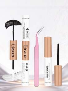 10ml Eyelash Extension Glue Remover, Eyelash Tools, Eyelash Cluster Glue Remover Set, Strong & Long-Lasting Eyelash Glue, 5ml Remover, Tweezers, Long-Lasting & Soft Eyelash Cluster Glue, 2-In-1 Eyelash Glue Remover, DIY Eyelash Extension For All-Day Wear, Eyelash DIY Tool Kit - Black - View 1