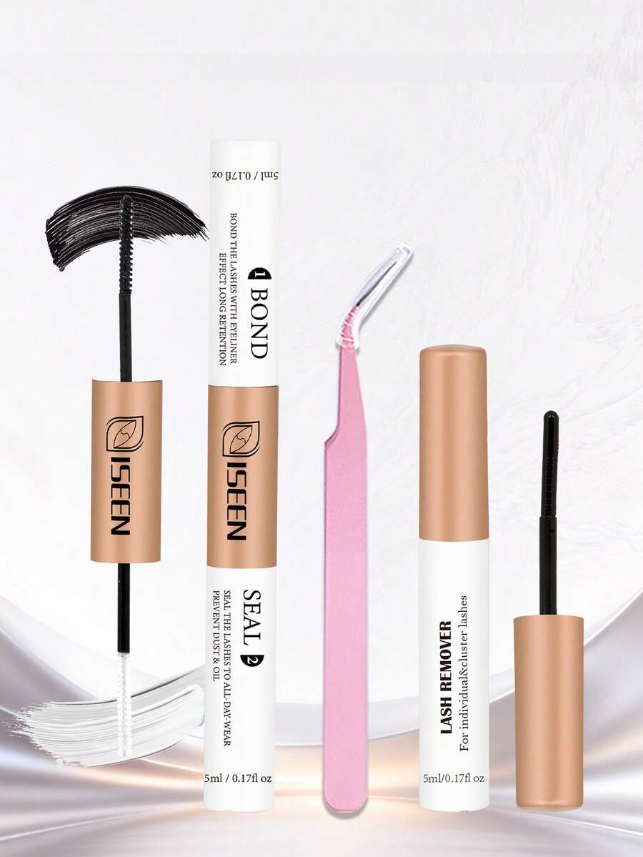 10ml Eyelash Extension Glue Remover, Eyelash Tools, Eyelash Cluster Glue Remover Set, Strong & Long-Lasting Eyelash Glue, 5ml Remover, Tweezers, Long-Lasting & Soft Eyelash Cluster Glue, 2-In-1 Eyelash Glue Remover, DIY Eyelash Extension For All-Day Wear, Eyelash DIY Tool Kit - Black - View 1