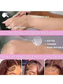 Tóc giả ren phía trước 13x6, tóc thật pha trộn, đã tỉa sẵn, mật độ 200; Tóc giả ren phía trước sóng thân HD 13x4, tóc thật pha trộn, tóc giả ren phía trước không cần keo dán, tóc giả đã tỉa sẵn. - màu nâu - Xem 44