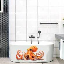 Autocollants muraux d'animaux marins fantaisistes d'éclaboussures de poulpe, décalcomanies murales de poissons d'océan pour salle de bain, canapé, entrée, télévision, chambre à coucher, décoration murale de la maison - pieuvre - Voir 4