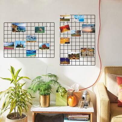 Foldable Grid Photo Wall, Grid Wall Lines For Photo Display, Photo Collage Board, Grid Wall Decor Panel, DIY Iron Art Photo Collage Wall Hanging Decor, Multi-Photo Storage Organizer