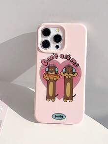 1pc Minimalist Heart-Shaped Dachshund Dog Letter Graphic Aesthetic Light Pink Liquid Large Hole Lens Anti-Drop Anti-Fingerprint Soft Phone Case Compatible With IPhone 17/16/16Pro/16Plus/15/15ProMax/15Pro/11/12/13/14ProMax/11Pro/11ProMax/12Pro/12ProMax/13Pro/13ProMax/14Pro/14ProMax, Elegant - Multicolor - View 4
