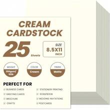 Cream Cardstock 25 Sheets 8.5x11 Inch 92lb 250gsm Heavy Card Stock Paper For Invitations Scrapbooking DIY Cards Craft Drawing Art Decoration - 1 - View 2