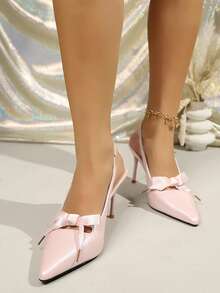 Giày sandal quai hậu nhẹ nhàng cho nữ, phù hợp mọi mùa - Giày cao gót mũi nhọn, quai buộc nơ, kiểu dáng công chúa ngọt ngào, thanh lịch dành cho nữ. - Hồng - Xem 2