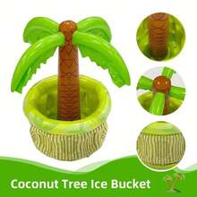 1 pieza Árbol de coco inflable grande de PVC, Cubo de hielo de coco inflable, Portavasos de árbol de palma, Adecuado para fiesta en la piscina y almacenamiento en la playa, Suministros de piscina, Almacenamiento de piscina, Portavasos, Juegos inflables de piscina, Entretenimiento de playa - Talla única - Ver 3