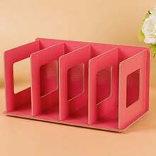 1pc Desktop Storage Box, Wooden Bookshelf, Minimalist Style Student Dorm Storage Box, Creative Handmade CD Rack, Classic Design, Desktop Organizer - Multicolor - View 20