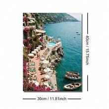 1 tranh in trên vải canvas chủ đề hoa mùa hè, bờ biển Amalfi, phong cảnh biển, vùng Riviera Ý, Địa Trung Hải, nghệ thuật trang trí nhà ven biển, nhà kiểu hiện đại, có khung/không khung, thích hợp trang trí cho căn hộ, phòng khách, phòng ngủ, nhà ở hiện đại. - A - Xem 11