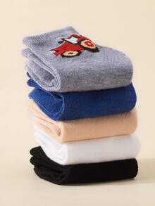 5双儿童袜子，卡通图案，适合儿童和小学生 - 彩色 - 查看 3