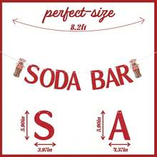 蘇打與牛仔主題生日橫幅－Dirty Soda Bar 與牛仔靴蝴蝶結 Logo，紅色可愛蘇打與牛仔生日派對裝飾亮片，適用於生日派對與主題派對 - A - 查看 9