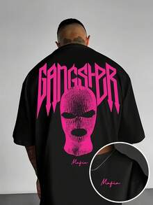 Áo thun nam thời trang đường phố in hình khẩu trang màu hồng - màu đen - Xem 1