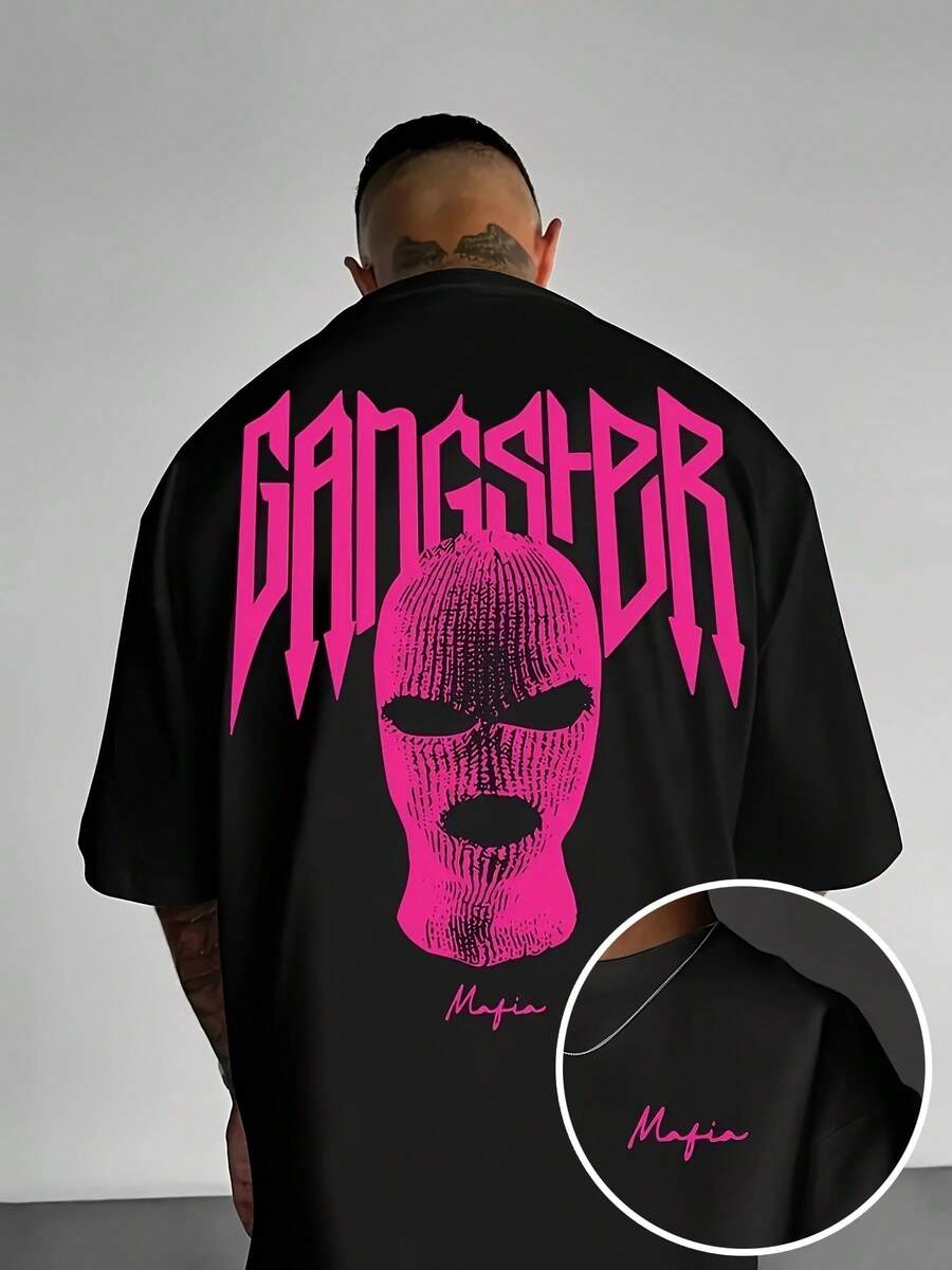 Áo thun nam thời trang đường phố in hình khẩu trang màu hồng - màu đen - Xem 1